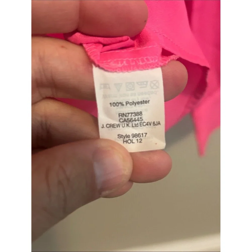 J.Crew Bright Hot Pink Talitha Long Sleeve Keyhole Blouse Top Size S